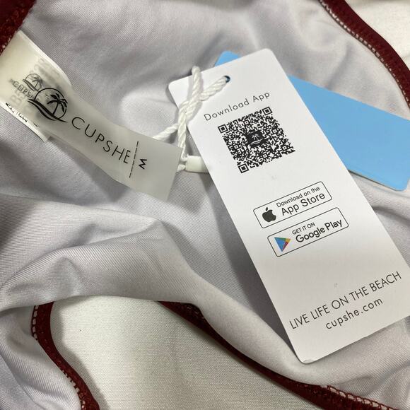 Cupshe Maroon Strappy Halter Bikini Set Medium Swimwear AB51062R New - Picture 5 of 5